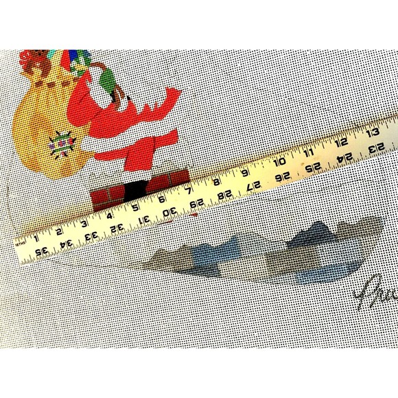 Vintage Pru Hand-painted Needlepoint Canvas 18” X 13” Santa Chimney Stocking NEW - Picture 8 of 8